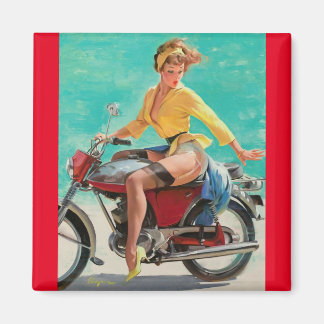Vintage Retro Elvgren Motorcle Biker Pin-UP Girl Magnet