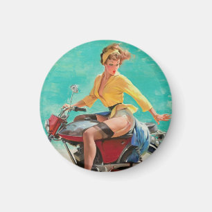 Vintage Retro Elvgren Motorcle Biker Pin-UP Girl Magnet