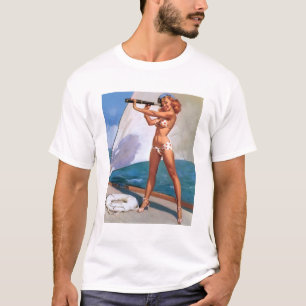 Vintage Retro Elvgren Sailing Sailor Pin-up Girl T Shirt