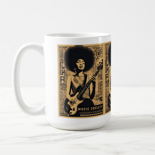 Vintage Retro Esperanza Spalding Jazz Bassistance  Kaffemugg (Vänster)