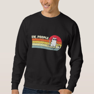 Vintage Retro Ew People Cat Lång Ärmad Tröja
