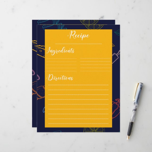 Vintage retro-familj, köket Recipe Lakan (Fram/Back In Situ)