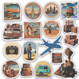 Vintage Retro Färg Watercolor Travel Stickers Klistermärken