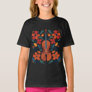 Vintage Retro Färger Vildblomma Boho Blommig Violi T Shirt