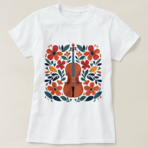 Vintage Retro Färger Vildblomma Boho Blommig Violi T Shirt