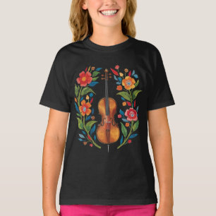 Vintage Retro Färger Vildblomma Boho Blommig Violi T Shirt