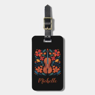 Vintage Retro Färger Wildflower Boho Blommig Violi Bagagebricka