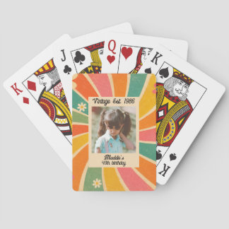 Vintage Retro Färgglad Foto Födelsedags Personlig Casinokort