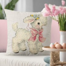 Vintage Retro Faux Linen med Baby Lamb