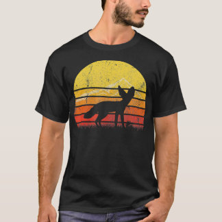 Vintage Retro Fennec Fox Silhouette Sunset Distres T Shirt