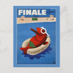 Vintage retro Finale Söt fisk Italienska resor och Vykort