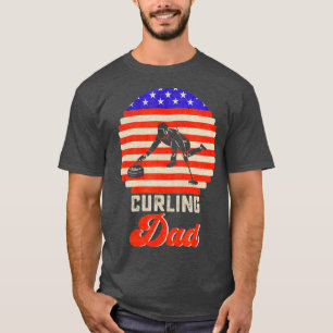 Vintage Retro Flagga Proud Curling Pappa Curler T Shirt