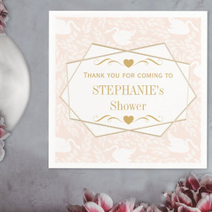 Vintage Retro Flicka Svan Mönster Baby Shower Pappersservett