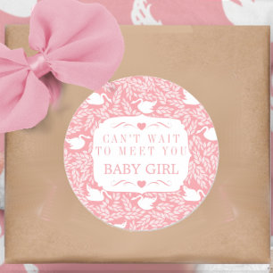 Vintage Retro Flicka Svan Mönster Baby Shower Runt Klistermärke