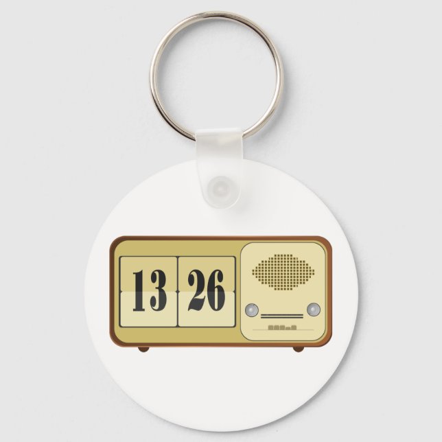 Vintage Retro Flip Klockradio Nyckelring (Framsida)