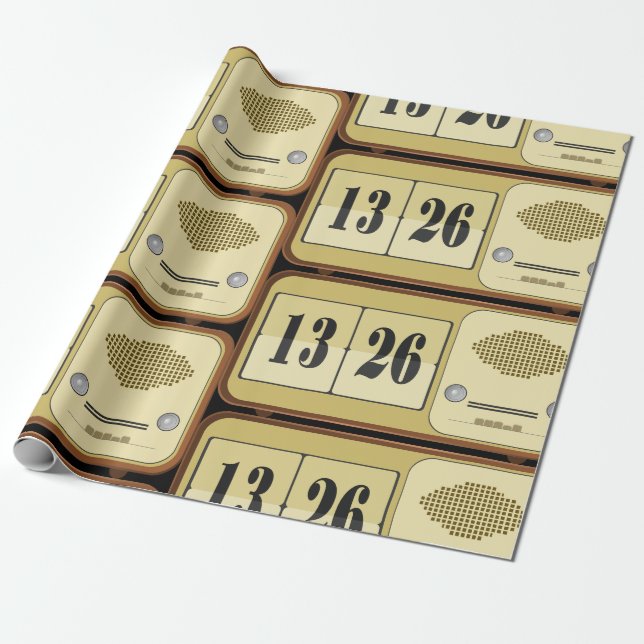 Vintage Retro Flip Klockradio Presentpapper (Utrullad)