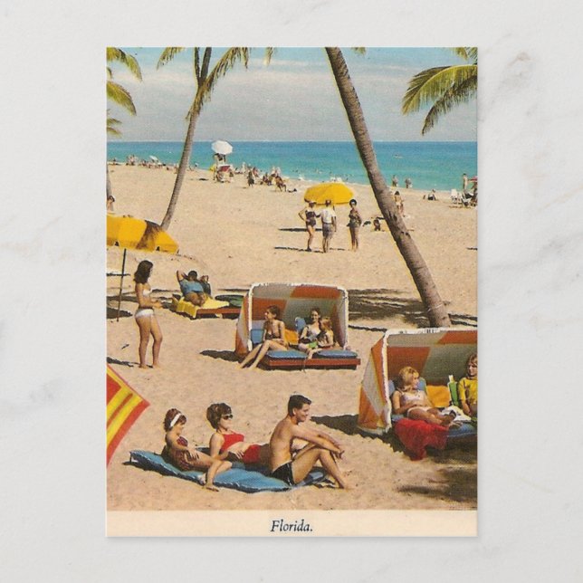 Vintage Retro Florida Beach Travel Vykort (Framsida)