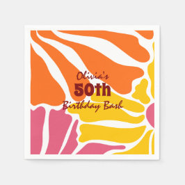 Vintage Retro Flowers Elegant & Colorful Birthday Pappersservett