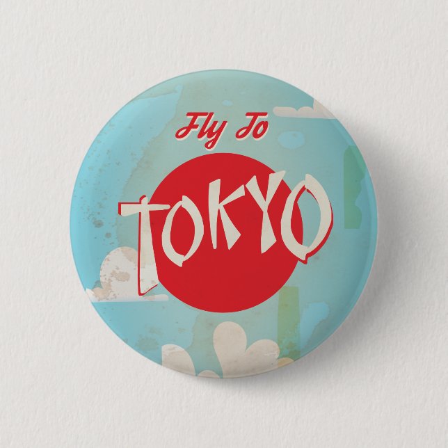 Vintage Retro Fly till Tokyo Travel Poster Knapp (Framsida)