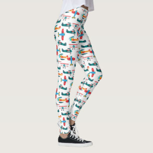 vintage retro flygplansmönster leggings