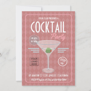 Vintage Retro Företagscocktailfest Inbjudan