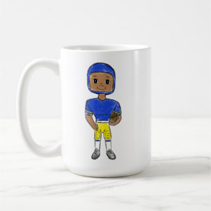 vintage retro fotbollsspelare blå gul enkel kaffemugg
