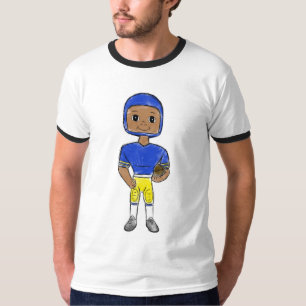 vintage retro fotbollsspelare blå gul enkel t shirt