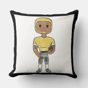 vintage retro fotbollsspelare svart gul enkel kudde