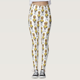 vintage retro fotbollsspelare svart gul enkel leggings