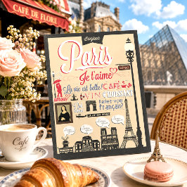 Vintage Retro Frankrike Paris Je t'aime Resa Vykort