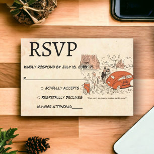 Vintage Retro Funny Bride Groom Old Rustic Bröllop OSA Kort