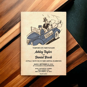 Vintage Retro Gamla Ny gifta par 50s Bröllop Inbjudningar