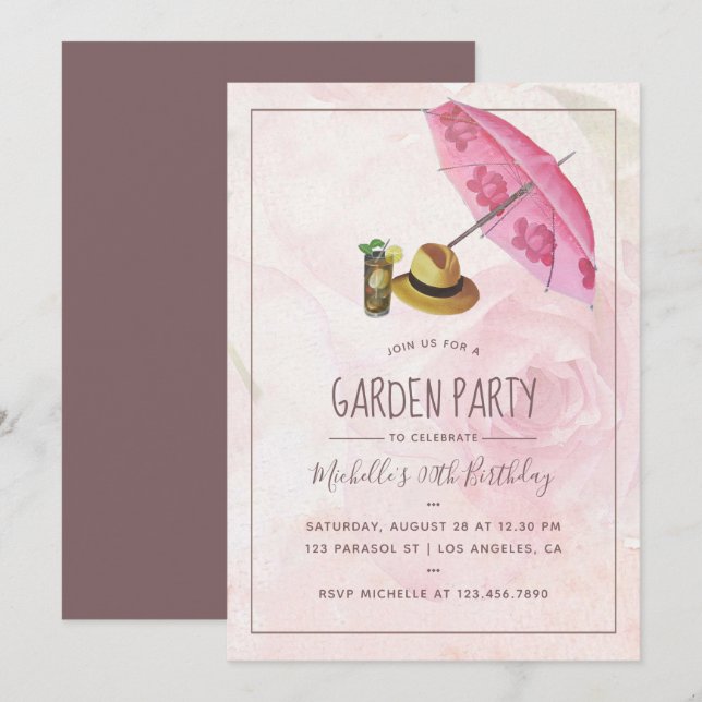 Vintage Retro Garden Party-inbjudan Inbjudningar (Fram/baksida)