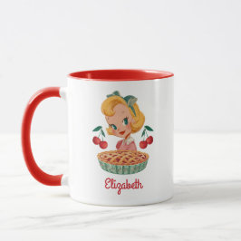 Vintage Retro Girl Cherry Pie Mug Mugg