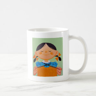 Vintage Retro Girl Kitting Kaffemugg