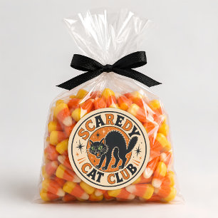Vintage Retro Glad Halloween Svart Katt Runt Klistermärke