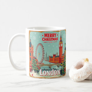 Vintage Retro God jul från London Kaffemugg