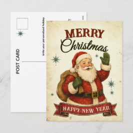 Vintage Retro God Jul & Gott Nytt År Helg Vykort