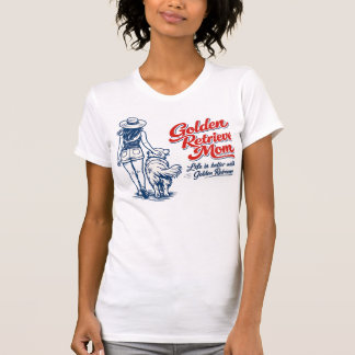 Vintage Retro Golden Retriever Mamma Promenerar Hu T Shirt