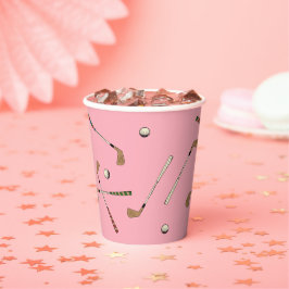 Vintage Retro Golf Golfer Klubb Bollar Mönster Ros