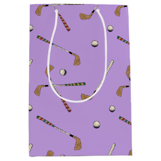 Vintage Retro Golf Golfer Klubbor Bollar Mönster L