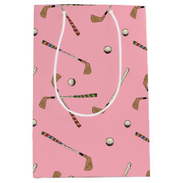 Vintage Retro Golf Golfklubbor Bollar Mönster Rosa