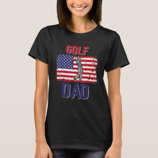 Vintage Retro Golf Pappa Player Amerikanska Flagga T Shirt