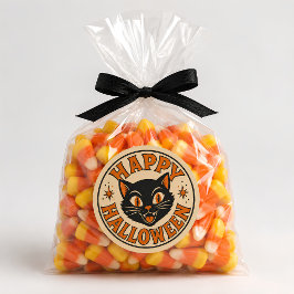 Vintage Retro Gott Halloween Svart Katt Runt Klistermärke