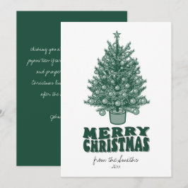 Vintage Retro Greenery God jul - ej foto Julkort
