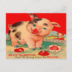 Vintage Retro Gris Bacon Valentine Card Helg Vykort