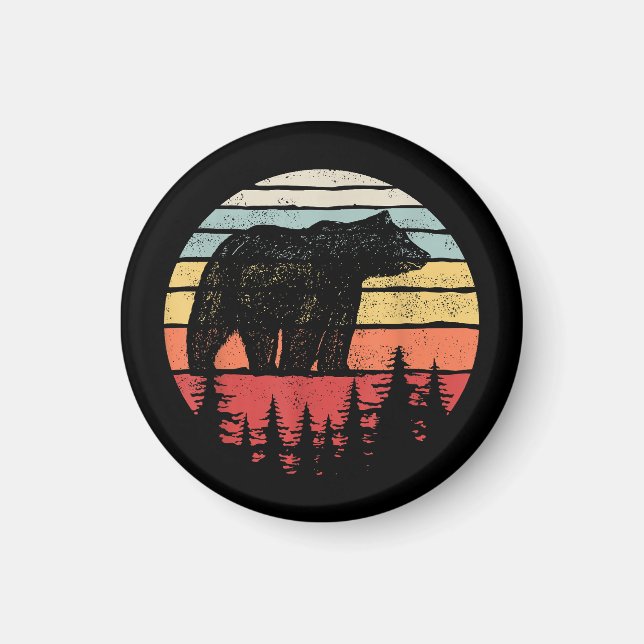 Vintage Retro Grizzlybjörn Magnet (Framsidan)