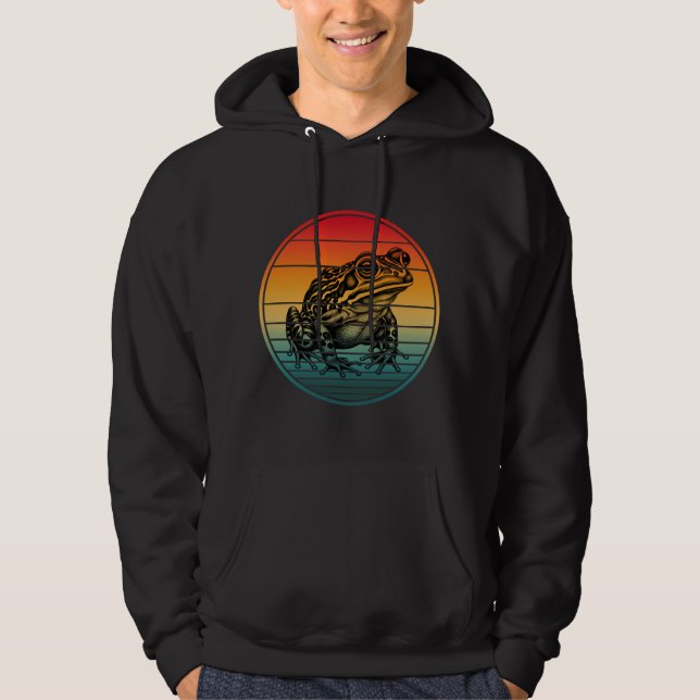 Vintage Retro Groda Amfibie Hoodie (Framsida)