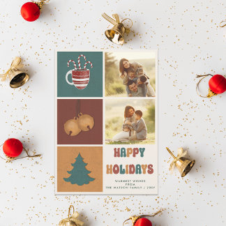 Vintage Retro Groovy 2 bilder God Jul Julkort