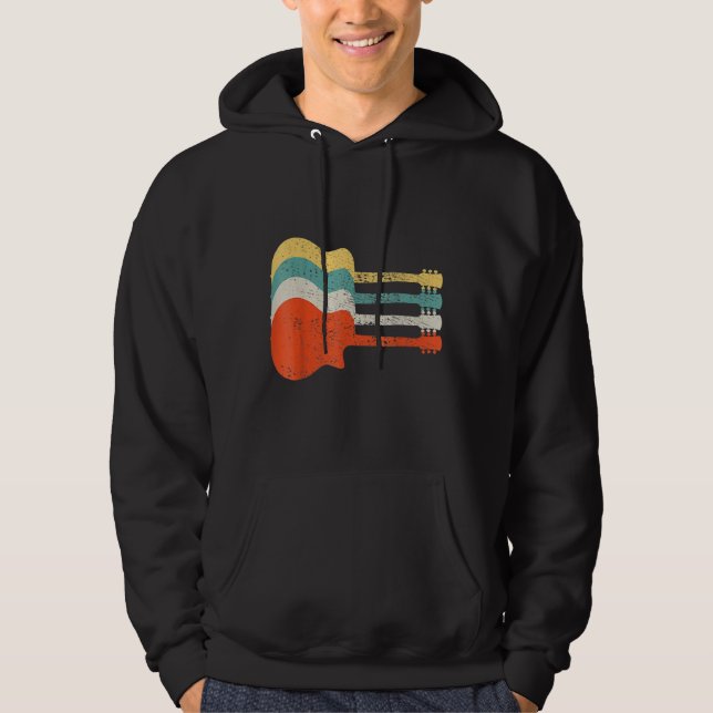 Vintage Retro Guitar Hoodie (Framsida)